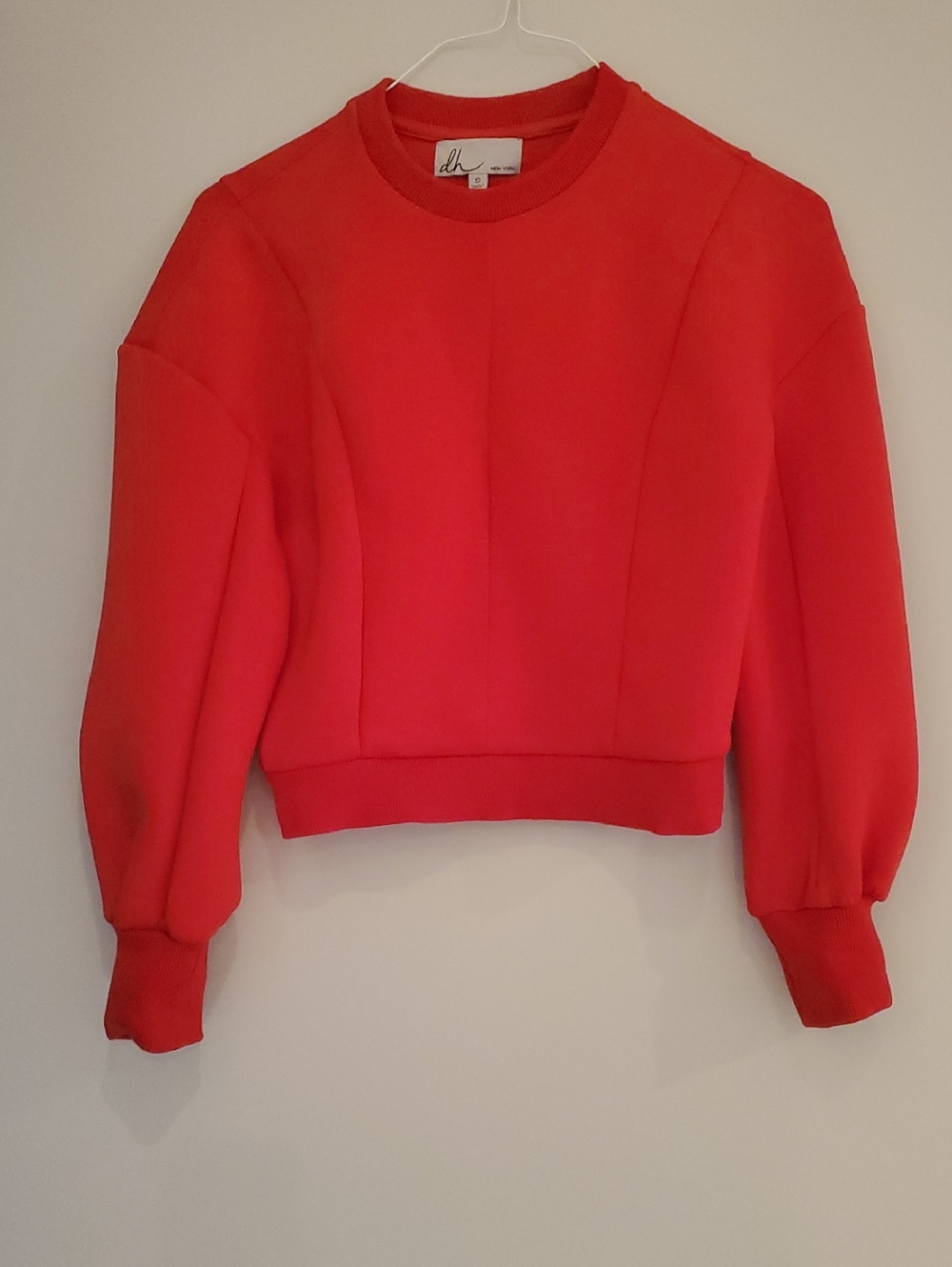 dh NEW YORK Red Cropped Crewneck Sweatshirt